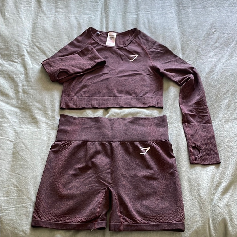 Gymshark Deep Burgundy Lightweight Seamless Athletic-wear Set